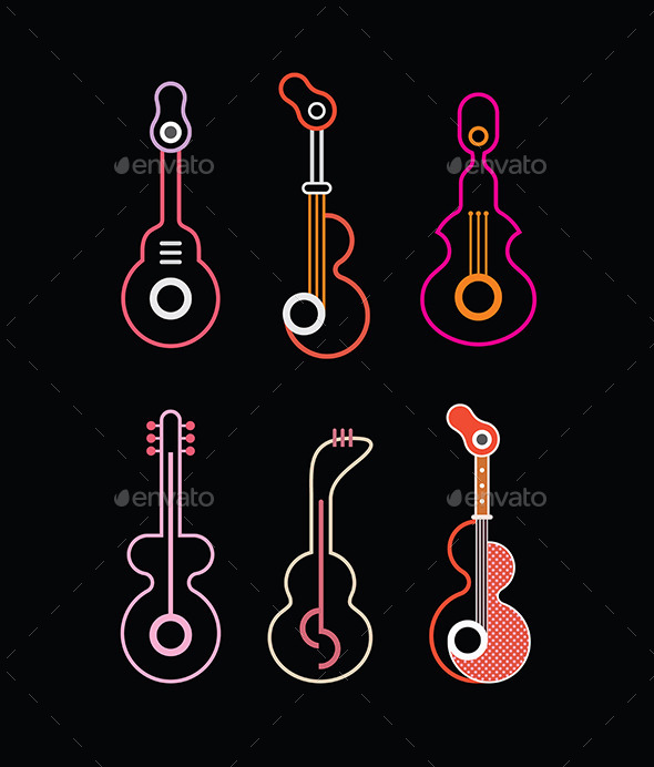 GraphicRiver Neon Guitars 10256839 GraphicRiver Neon Guitars 10256839