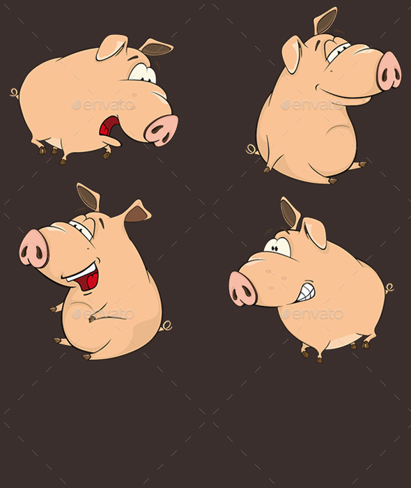 GraphicRiver Set of Cartoon Pigs 10257493 GraphicRiver Set of Cartoon Pigs 10257493