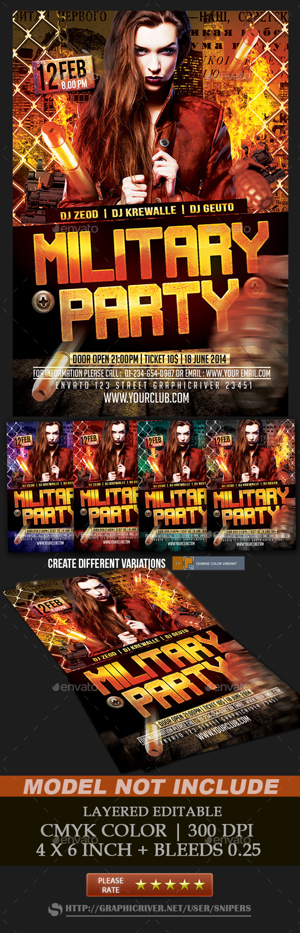 Military Party Flyer (Events)
