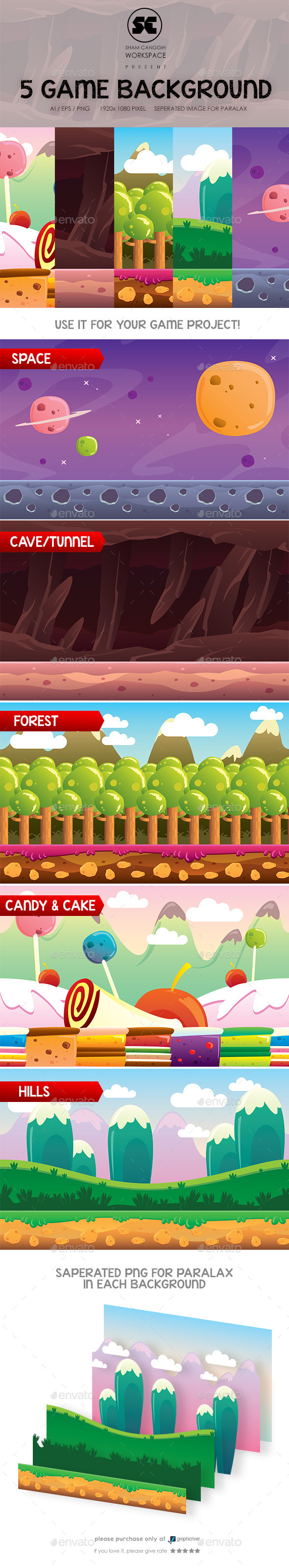 GraphicRiver 5 in 1 Game Background 10259065 GraphicRiver 5 in 1 Game Background 10259065