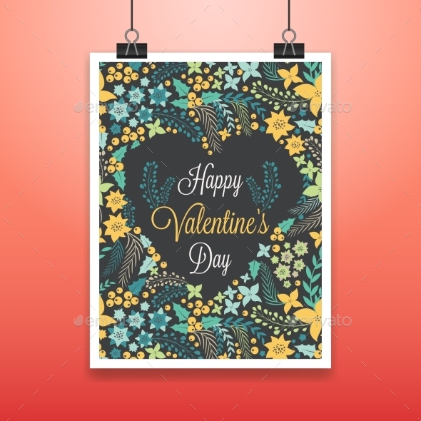 Valentine s Poster with Flowers Valentine s Poster with Flowers