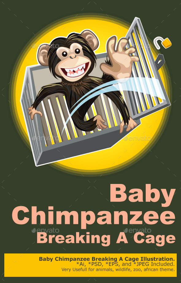 GraphicRiver Baby Chimpanzee Breaking a Cage 10260141 GraphicRiver Baby Chimpanzee Breaking a Cage 10260141