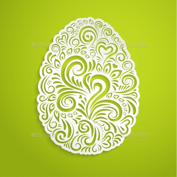Paper Easter Egg on Green Paper Easter Egg on Green