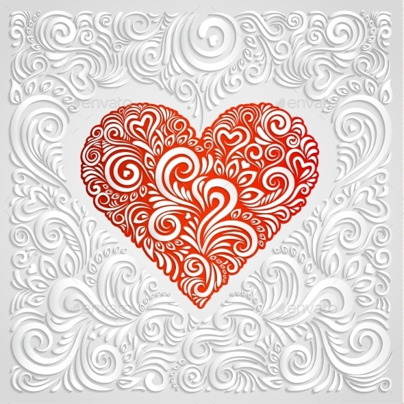 GraphicRiver White Floral Paper Heart 10264486 GraphicRiver White Floral Paper Heart 10264486