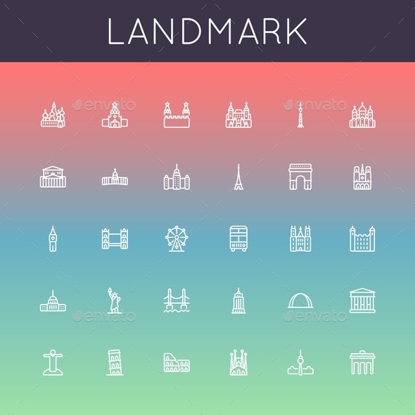 GraphicRiver Landmark Line Icons 10265591 GraphicRiver Landmark Line Icons 10265591