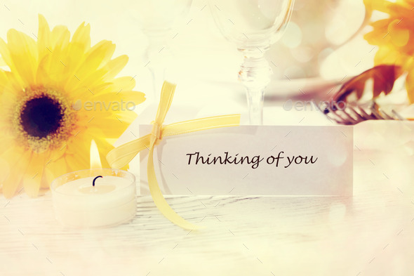 Thinking of you message with table setting