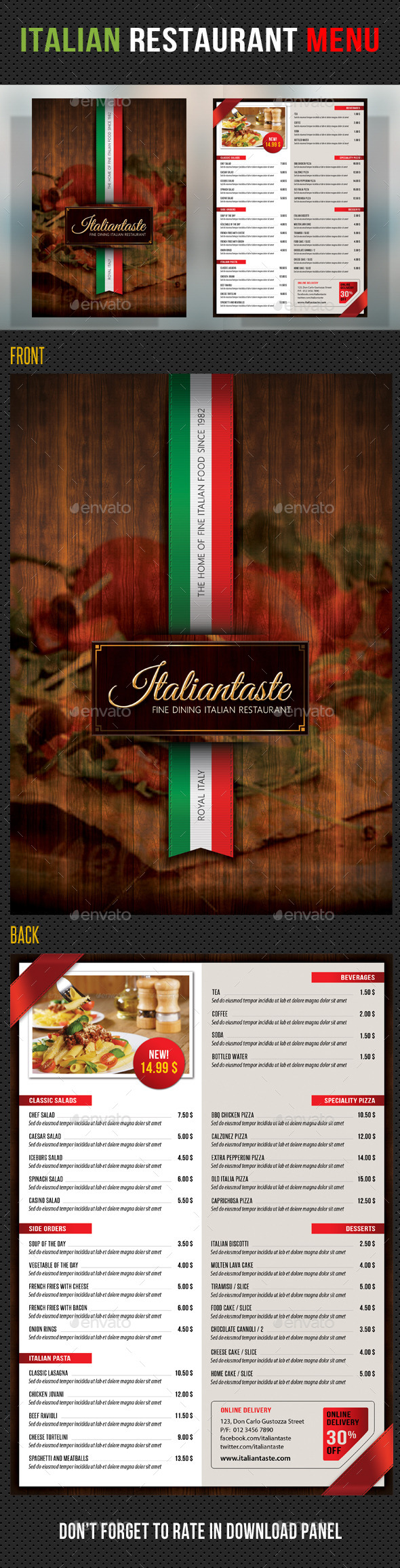 GraphicRiver Italian Restaurant Menu Template 10266362 GraphicRiver Italian Restaurant Menu Template 10266362