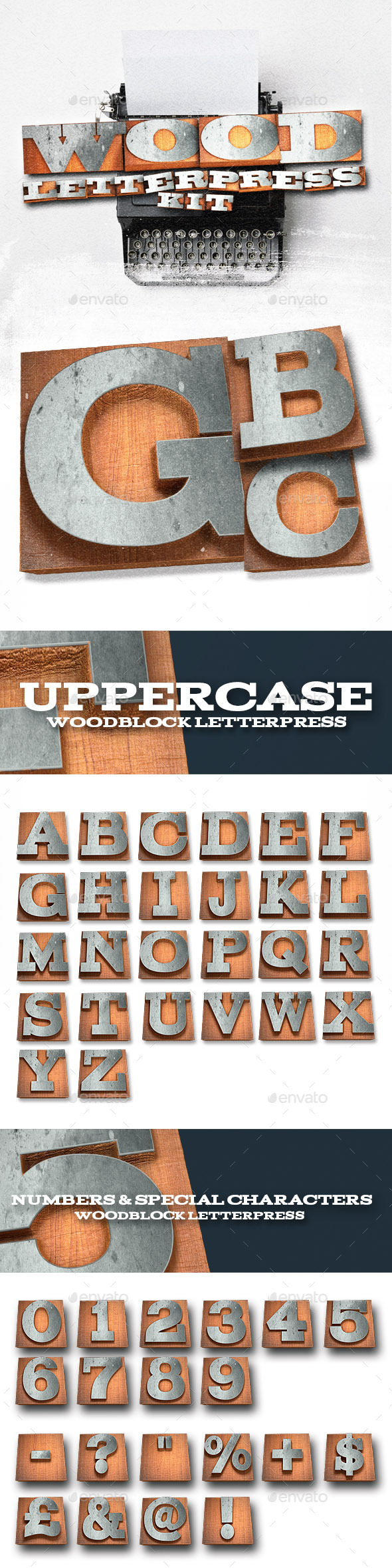Wood Letterpress Text Kit Wood Letterpress Text Kit