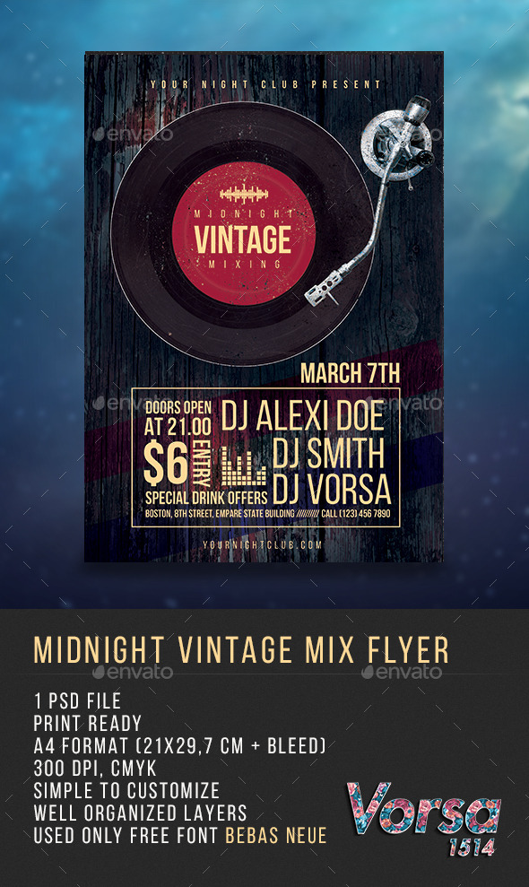 GraphicRiver Midnight Vintage Mix Flyer 10267895 GraphicRiver Midnight Vintage Mix Flyer 10267895