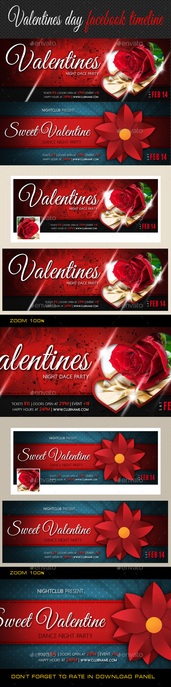 Valentines Day Facebook Cover Bundle (Facebook Timeline Covers)