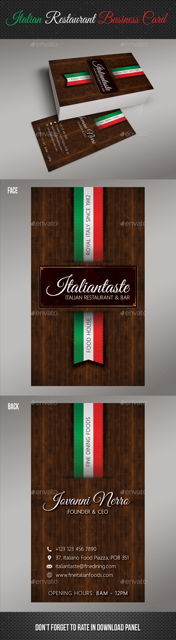 GraphicRiver Italian Restaurant Business Card 10269134 GraphicRiver Italian Restaurant Business Card 10269134