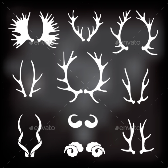 GraphicRiver Horns Silhouettes Set 10269340 GraphicRiver Horns Silhouettes Set 10269340