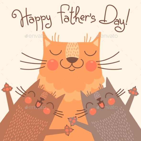 GraphicRiver Card for Fathers Day with Cats 10270007 GraphicRiver Card for Fathers Day with Cats 10270007