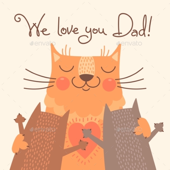 GraphicRiver Card for Fathers Day with Cats 10270053 GraphicRiver Card for Fathers Day with Cats 10270053