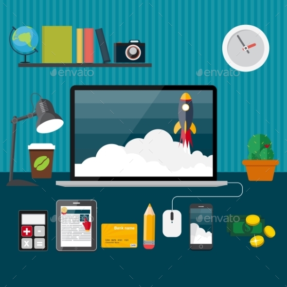 GraphicRiver Quick Start Up Flat Concept Illustration 10271399 GraphicRiver Quick Start Up Flat Concept Illustration 10271399