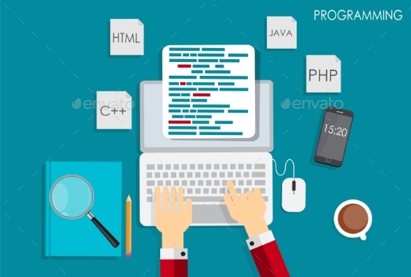 GraphicRiver Programming Coding Flat Concept Illustration 10271413 GraphicRiver Programming Coding Flat Concept Illustration 10271413