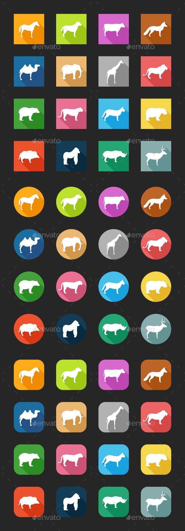 GraphicRiver Flat Icons Animals 10274181 GraphicRiver Flat Icons Animals 10274181