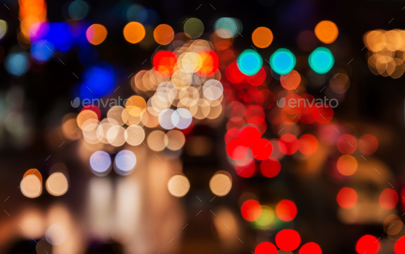 abstact blur bokeh of Evening traffic jam on road in city (Misc) Photo Download