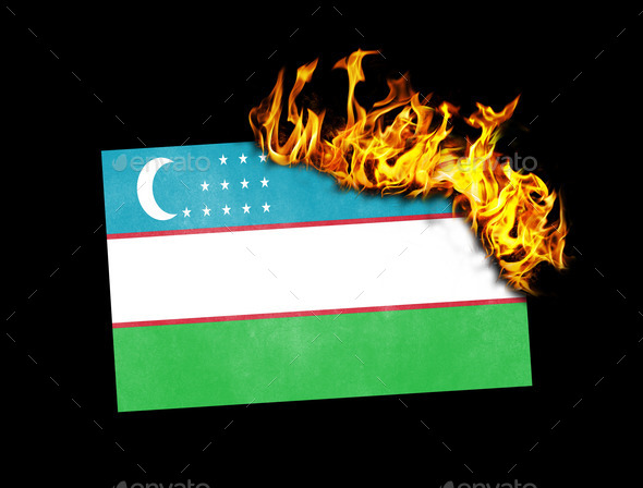 Flag burning - Uzbekistan (Misc) Photo Download