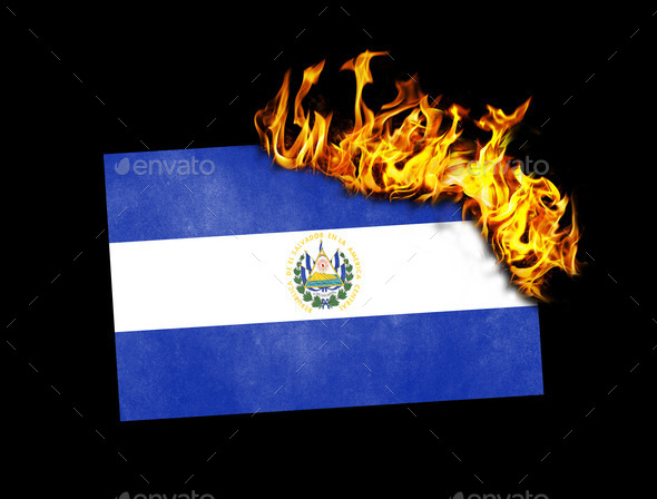 Flag burning - El Salvador (Misc) Photo Download