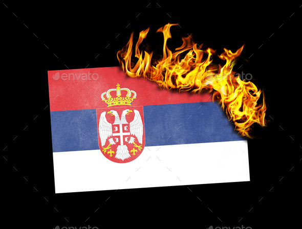 Flag burning - Serbia (Misc) Photo Download