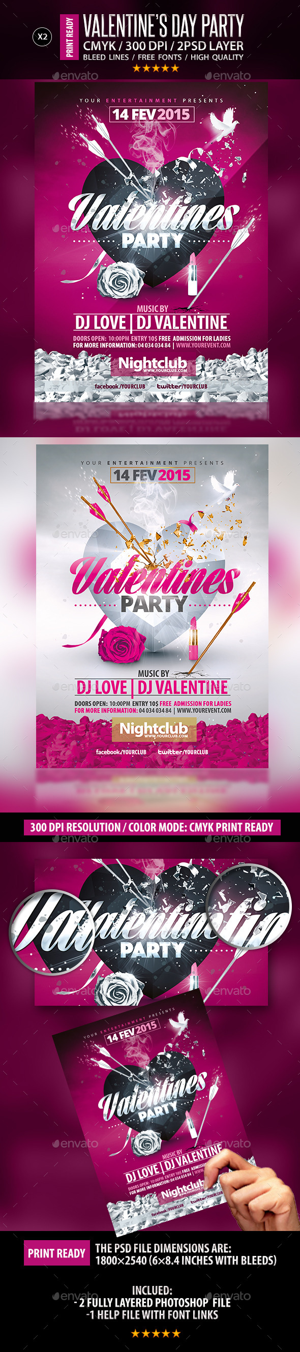 Valentines Party Flyer Collection (Clubs & Parties)