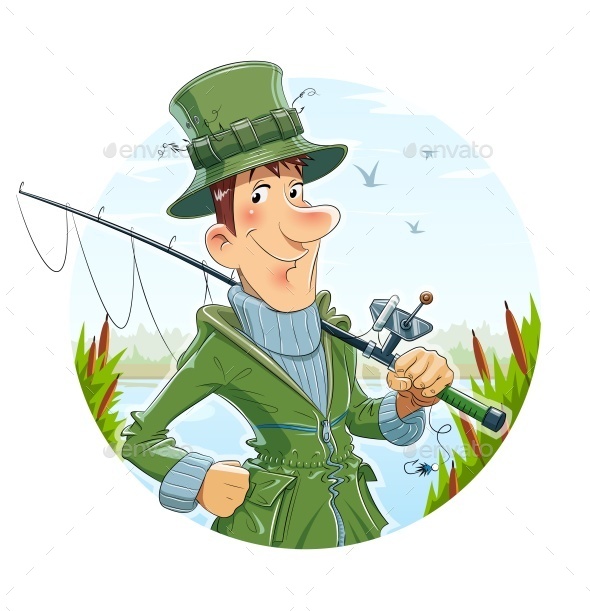 GraphicRiver Fisherman with Rod Fishing 10275964 GraphicRiver Fisherman with Rod Fishing 10275964