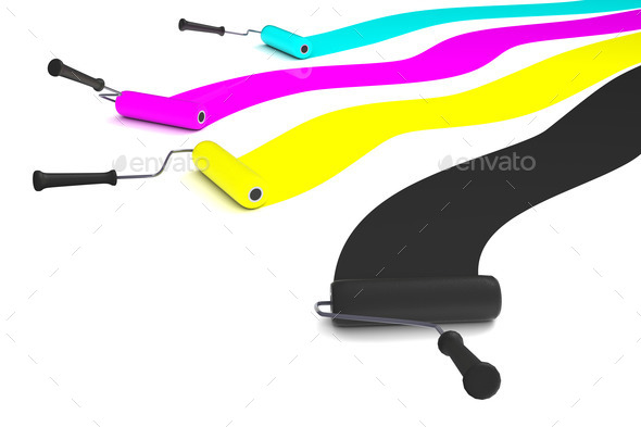 Paint rollers in CMYK (Misc) Photo Download