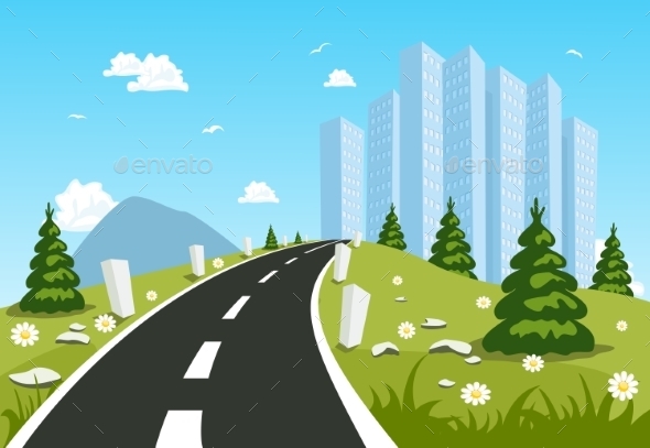 GraphicRiver Road Through the Countryside into the City 10282305 GraphicRiver Road Through the Countryside into the City 10282305