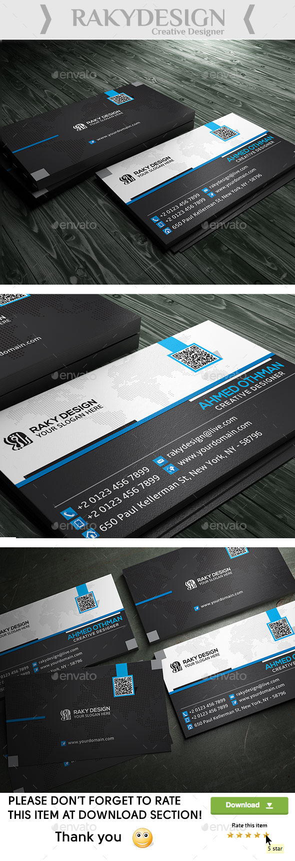 Blue Black Business Card (Corporate)