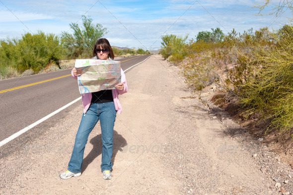Woman reading roadmap