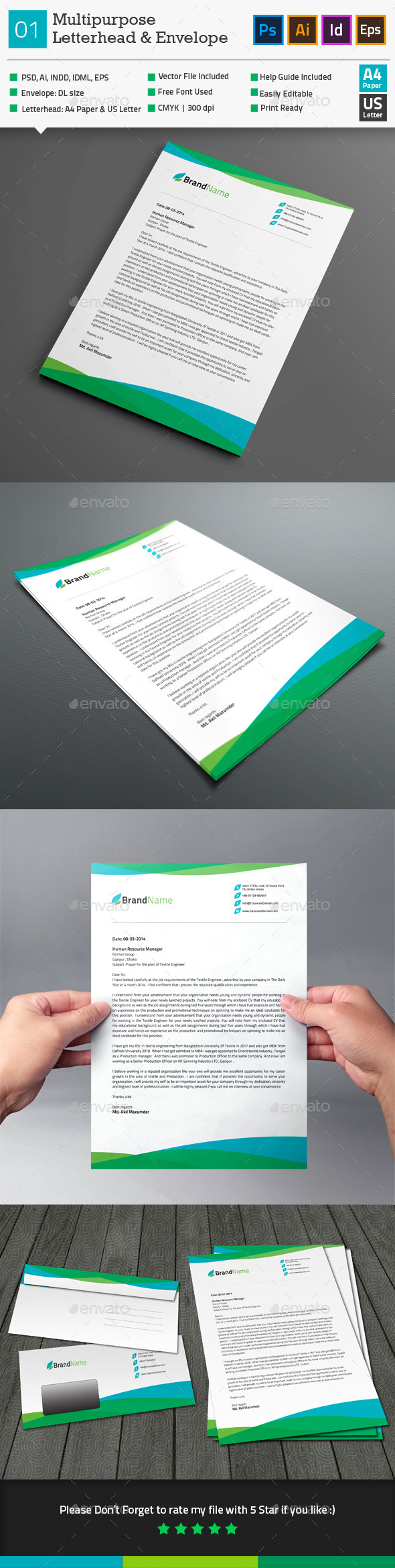 GraphicRiver Multipurpose Letterhead & Envelope Template 01 10250236 GraphicRiver Multipurpose Letterhead & Envelope Template 01 10250236