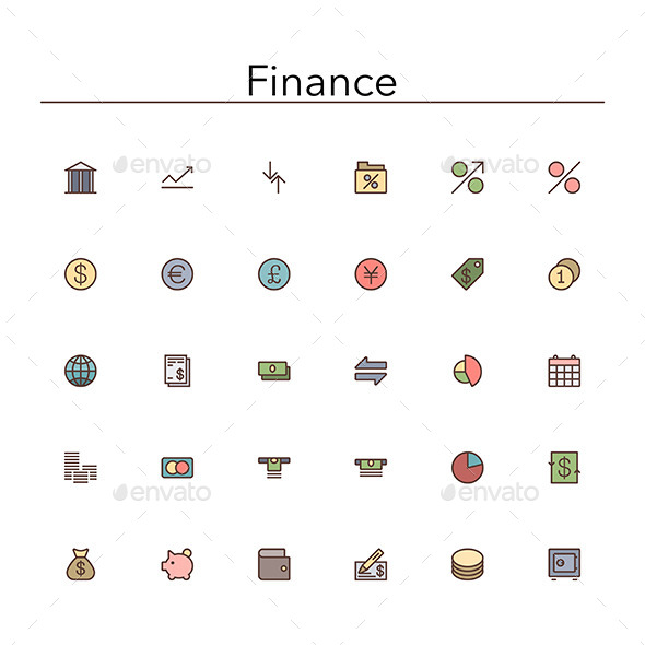 GraphicRiver Finance Colored Line Icons 10289507 GraphicRiver Finance Colored Line Icons 10289507