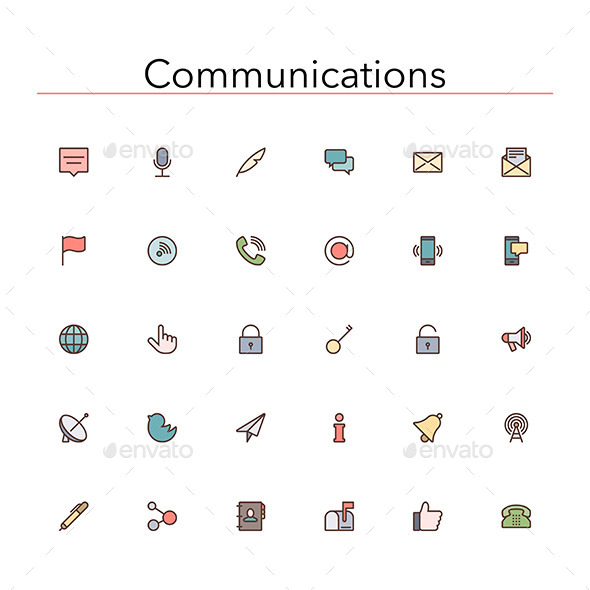 GraphicRiver Communications Colored Line Icons 10289519 GraphicRiver Communications Colored Line Icons 10289519
