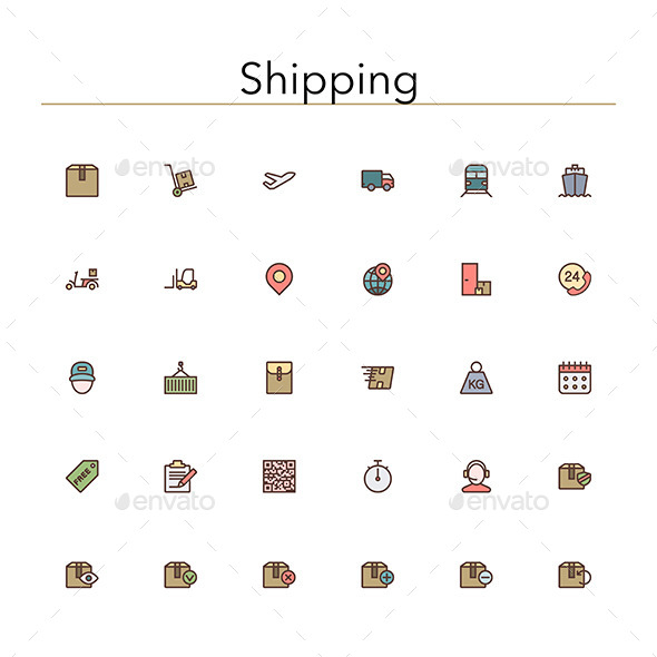 GraphicRiver Shipping Colored Line Icons 10289522 GraphicRiver Shipping Colored Line Icons 10289522