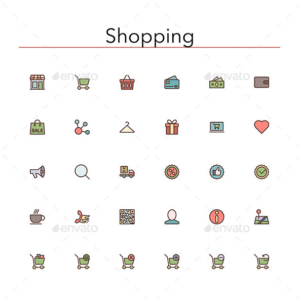 GraphicRiver Shopping Colored Line Icons 10289526 GraphicRiver Shopping Colored Line Icons 10289526