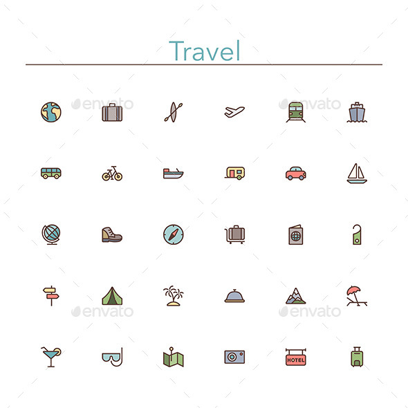GraphicRiver Travel Colored Line Icons 10289532 GraphicRiver Travel Colored Line Icons 10289532