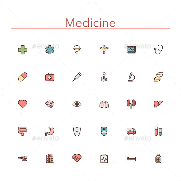 GraphicRiver Medicine Colored Line Icons 10289547 GraphicRiver Medicine Colored Line Icons 10289547