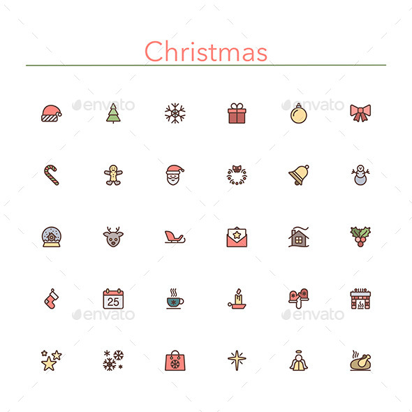 GraphicRiver Christmas Colored Line Icons 10289550 GraphicRiver Christmas Colored Line Icons 10289550