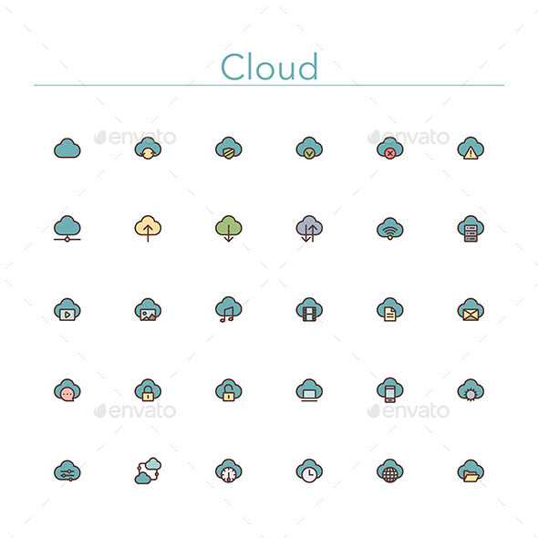 GraphicRiver Cloud Colored Line Icons 10289556 GraphicRiver Cloud Colored Line Icons 10289556