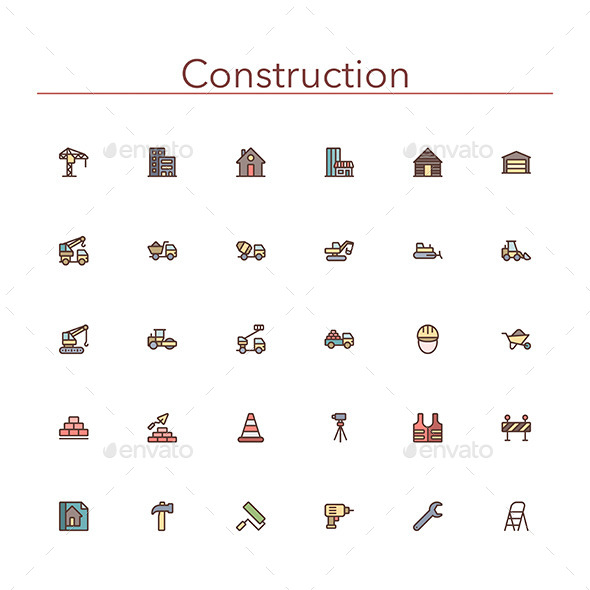 GraphicRiver Construction Colored Line Icons 10289560 GraphicRiver Construction Colored Line Icons 10289560