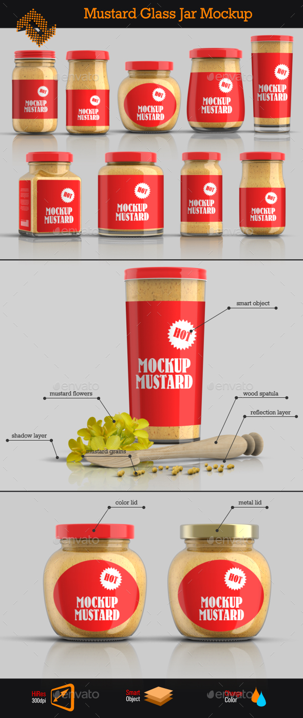 GraphicRiver 9 Mustard Jars Mockup 10289591 GraphicRiver 9 Mustard Jars Mockup 10289591