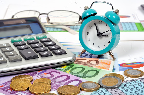 clock and euro money (Misc) Photo Download