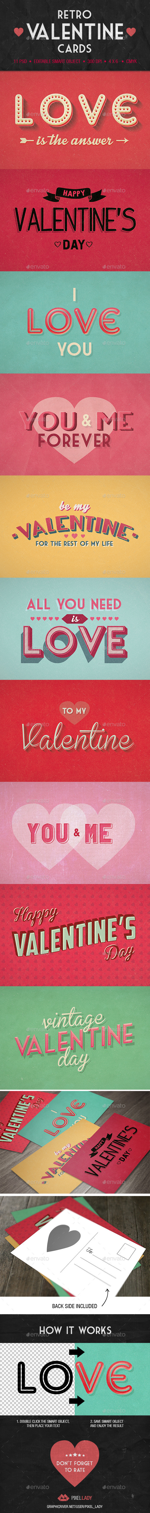 GraphicRiver Retro Valentine Cards 10254640 GraphicRiver Retro Valentine Cards 10254640