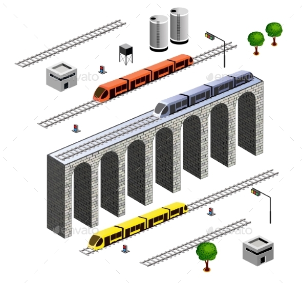 GraphicRiver Isometric Railroad 10293424 GraphicRiver Isometric Railroad 10293424