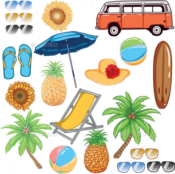 GraphicRiver Tropical Summer Vector 10296409 GraphicRiver Tropical Summer Vector 10296409