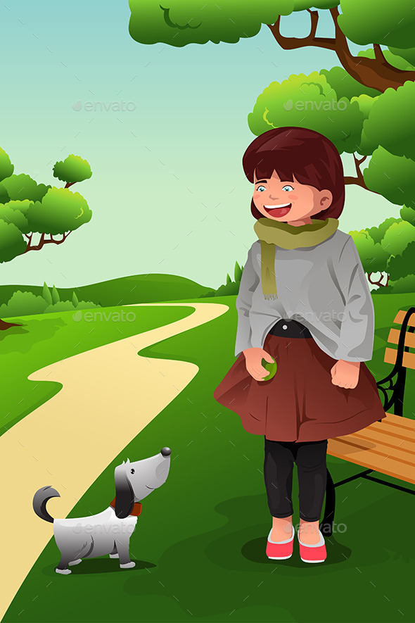 GraphicRiver Girl Playing with her Dog 10296987 GraphicRiver Girl Playing with her Dog 10296987