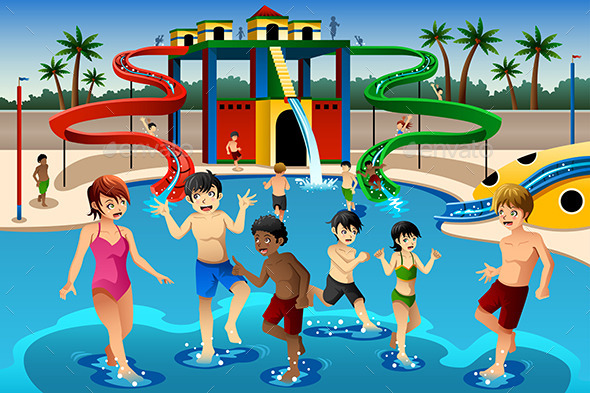 GraphicRiver Kids Playing in a Waterpark 10297125 GraphicRiver Kids Playing in a Waterpark 10297125