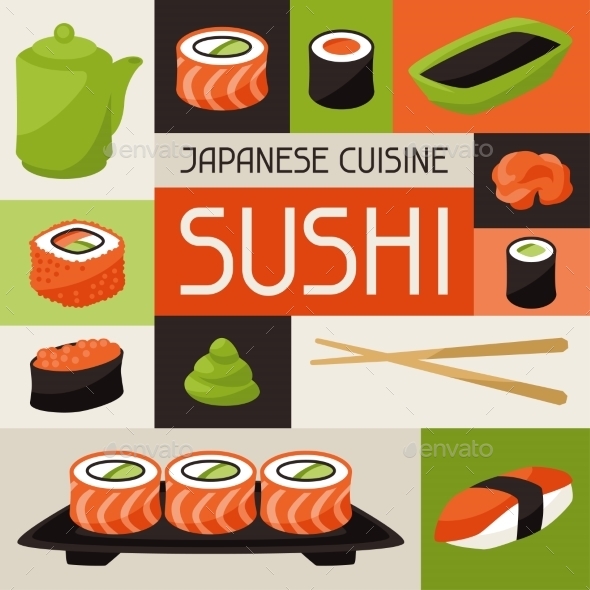 GraphicRiver Background with Sushi 10298651 GraphicRiver Background with Sushi 10298651