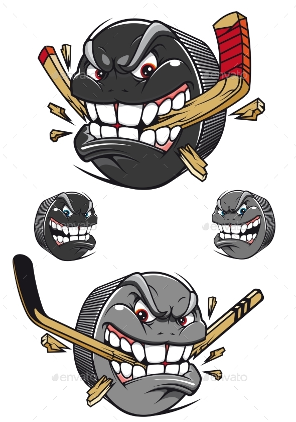 GraphicRiver Angry Evil Hockey Puck Chomping a Stick 10300720 GraphicRiver Angry Evil Hockey Puck Chomping a Stick 10300720